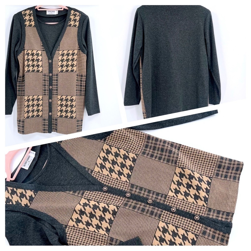 Vintage Alfred Dunner Cardigan Knit Sweater Top Size S made in USA